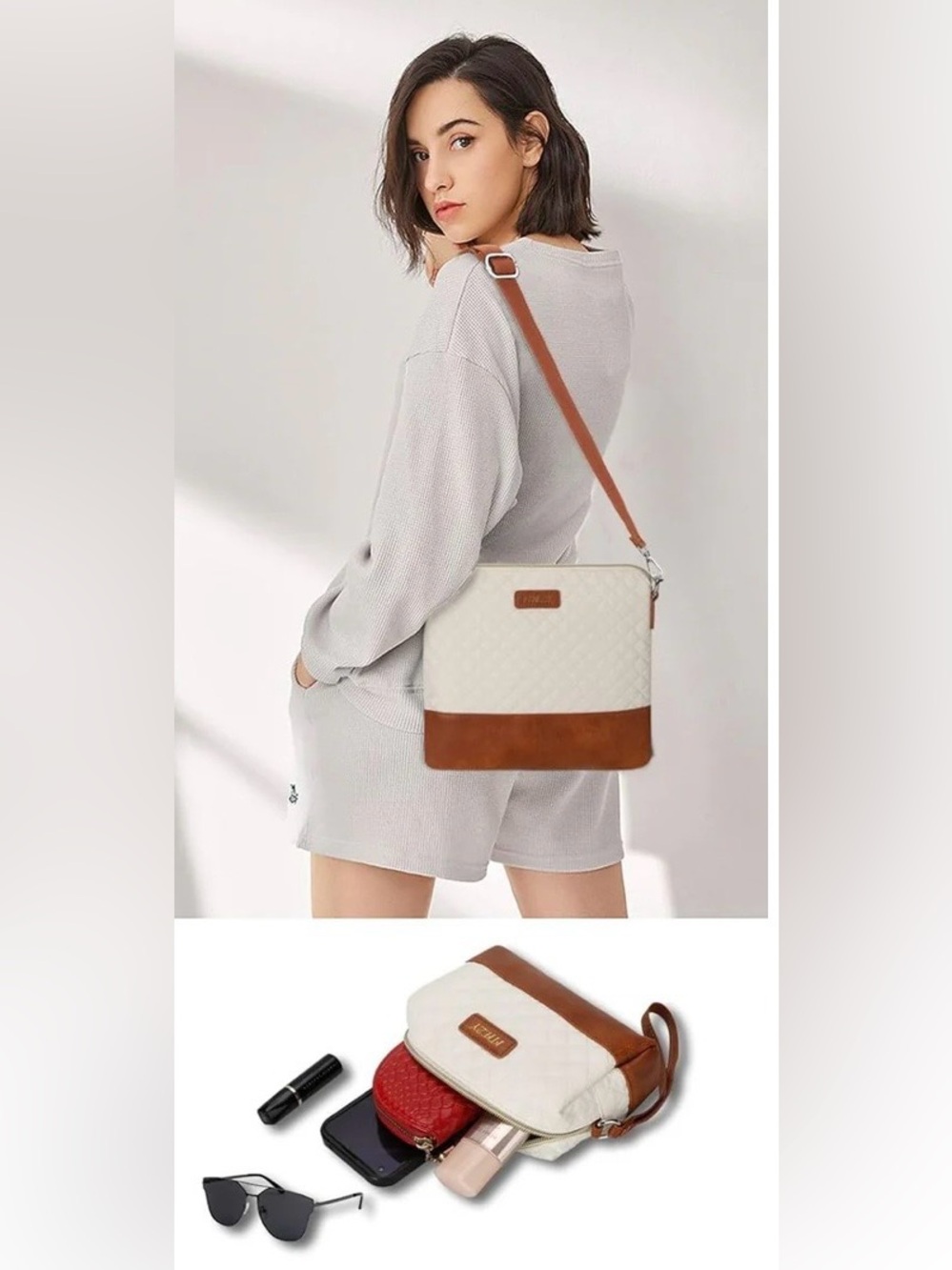 5 for $25!! ITIEZY 2-piece set quilted crossbody bag and a matching wristlet